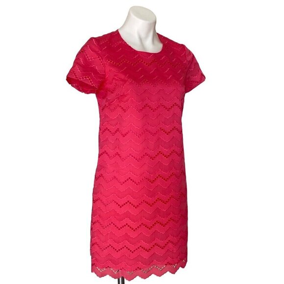 CeCe by Cynthia Steffe Pink Corded Lace Shift Dress, Short Sleeve Women's Size 4 - Picture 5 of 12